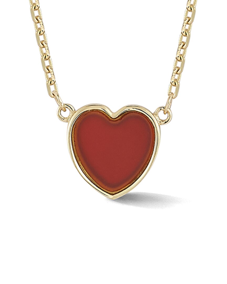 Ember Fine Jewelry 14k Carnelian Heart Necklace In Red