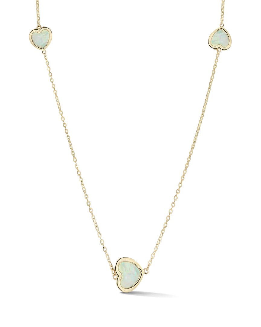 Ember Fine Jewelry 14K Pearl Heart Station Necklace