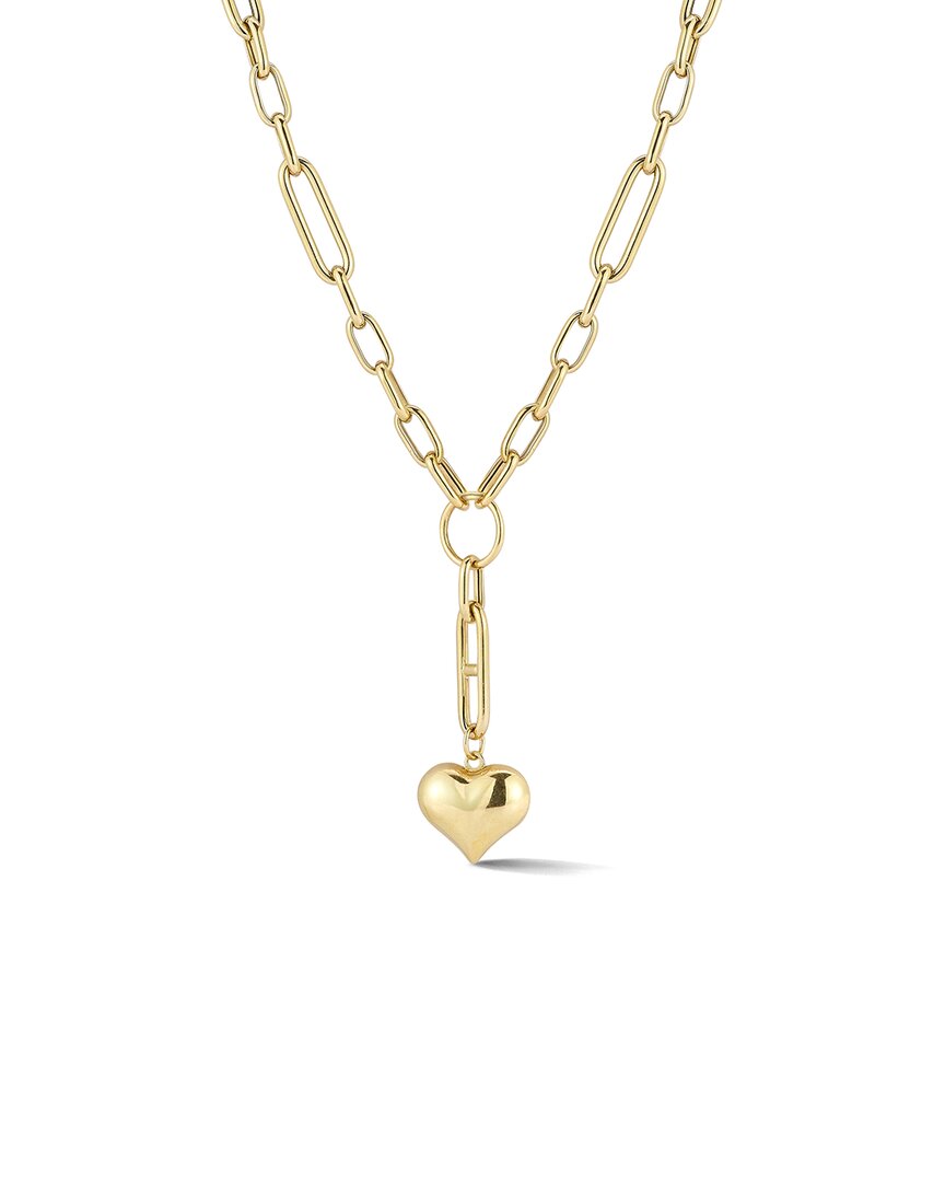 Ember Fine Jewelry 14k Puffed Heart Y Necklace In Gold