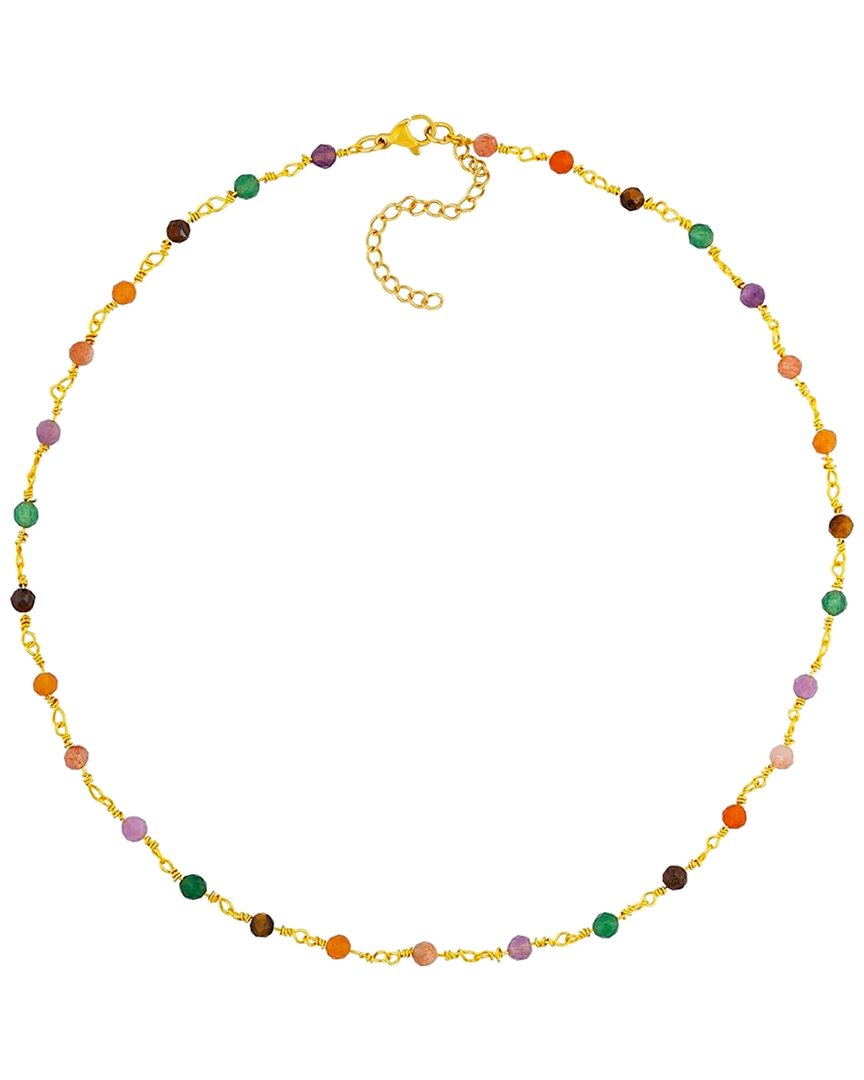 Liv Oliver 18k Plated 10.00 Ct. Tw. Turquoise Pearl Necklace In Multi