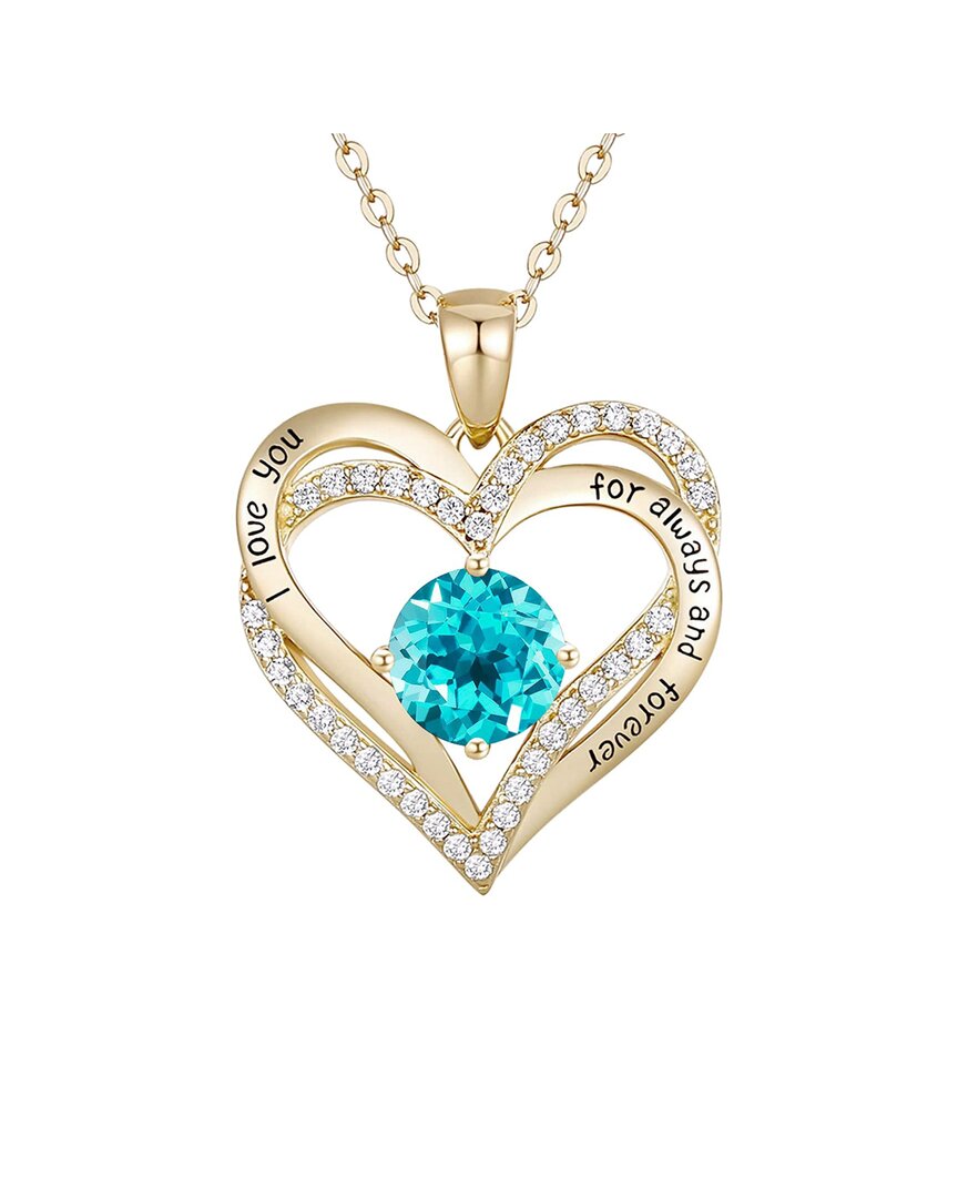 Genevive 14k Plated Love Pendant Necklace