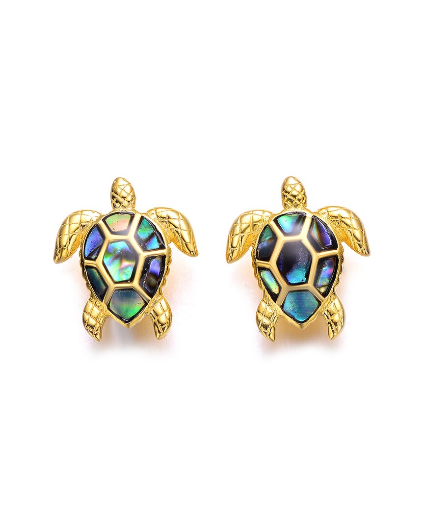 Rachel Glauber 14k Over Silver Turtle Earrings In Gold