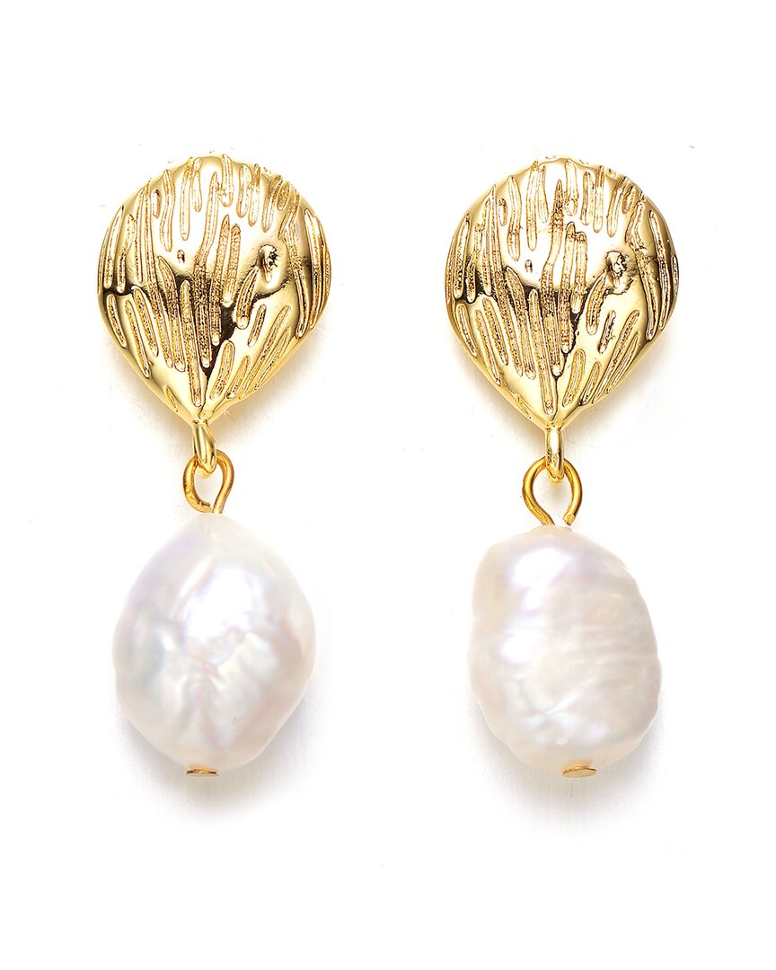 Genevive 14k Over Silver 7-9.5mm Pearl Earrings