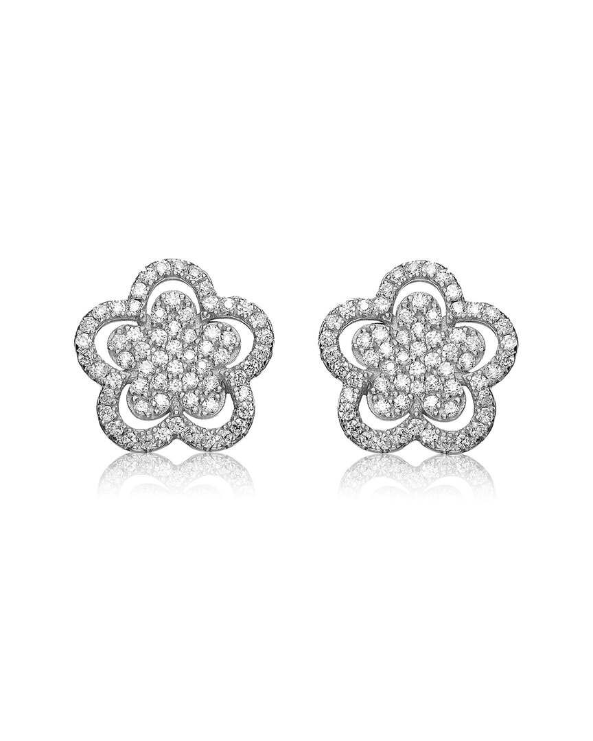 Genevive Silver Flower Earrings