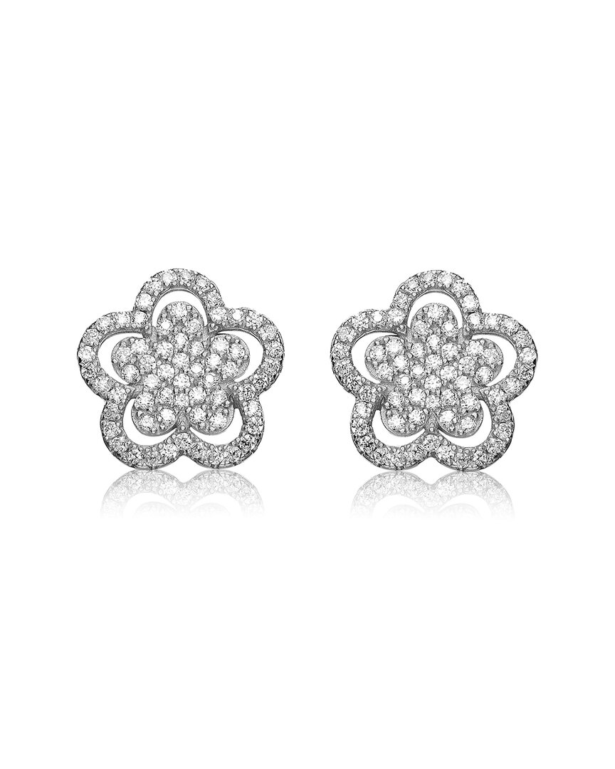 Genevive Silver Flower Earrings
