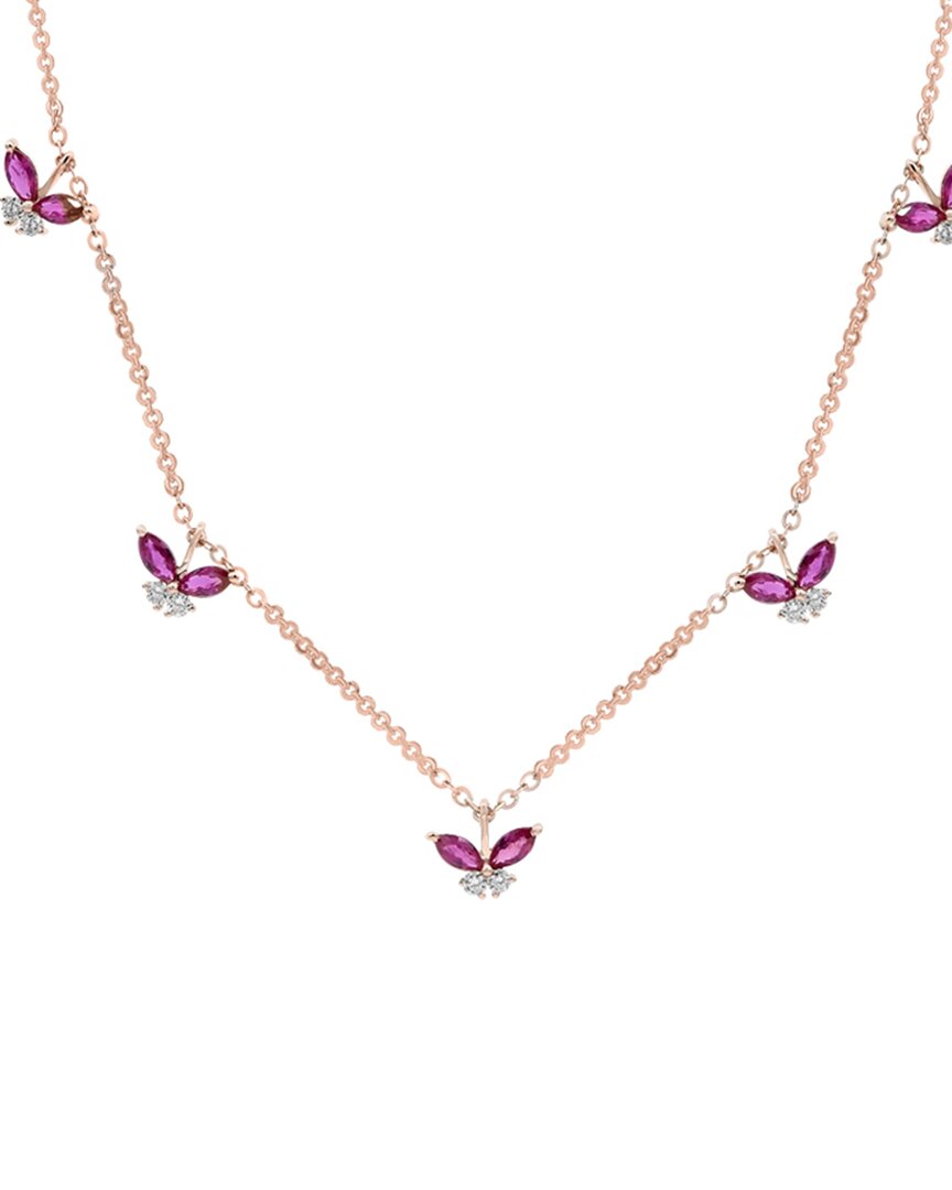 Diana M. Fine Jewelry 14K Rose Gold 1.08 ct. tw. Diamond & Ruby Necklace