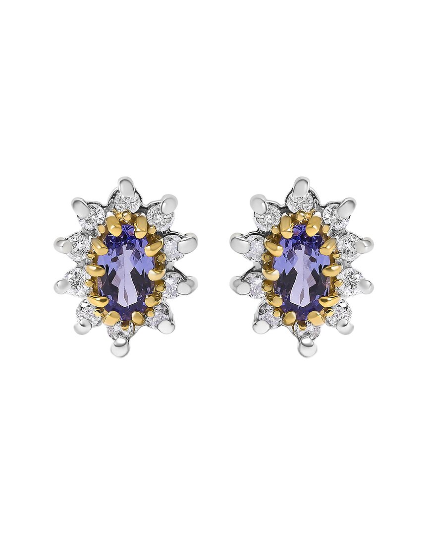 Haus Of Brilliance Colorful Gemstones 14k 0.85 Ct. Tw. Diamond & Tanzanite Stud Earrings