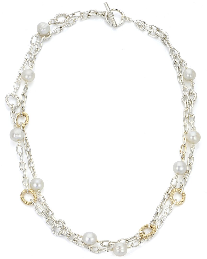 Pearls 14k Over Silver 6-6.5mm Pearl Station Necklace