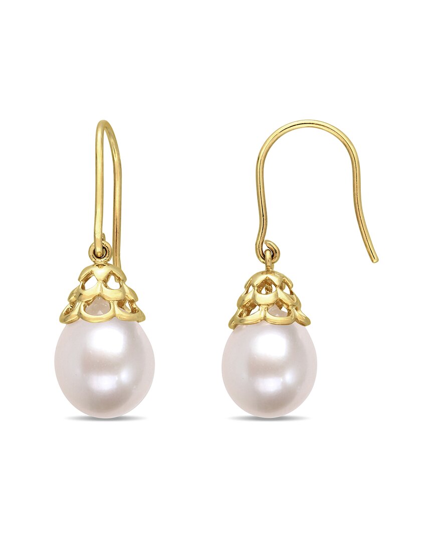 Pearls 14k 9-10mm Pearl Filigree Drop Earrings