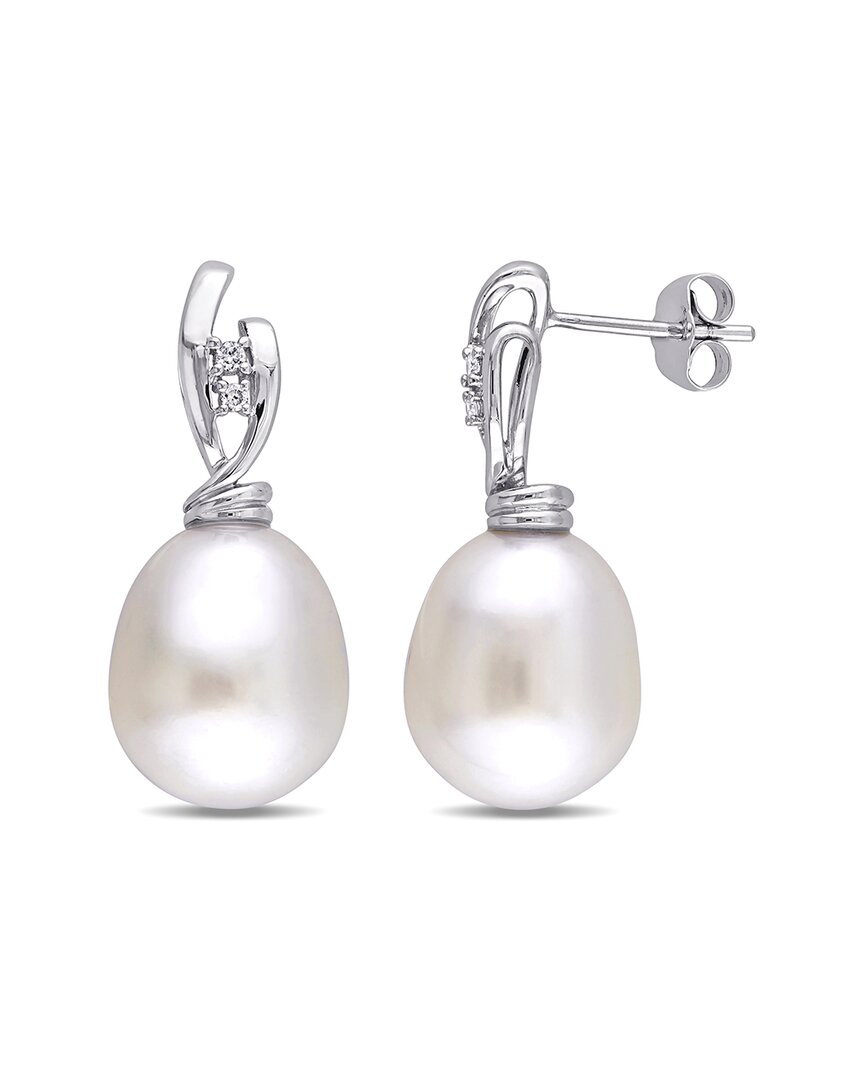 Pearls 14k Diamond 11-11.5mm Pearl Twist Earrings