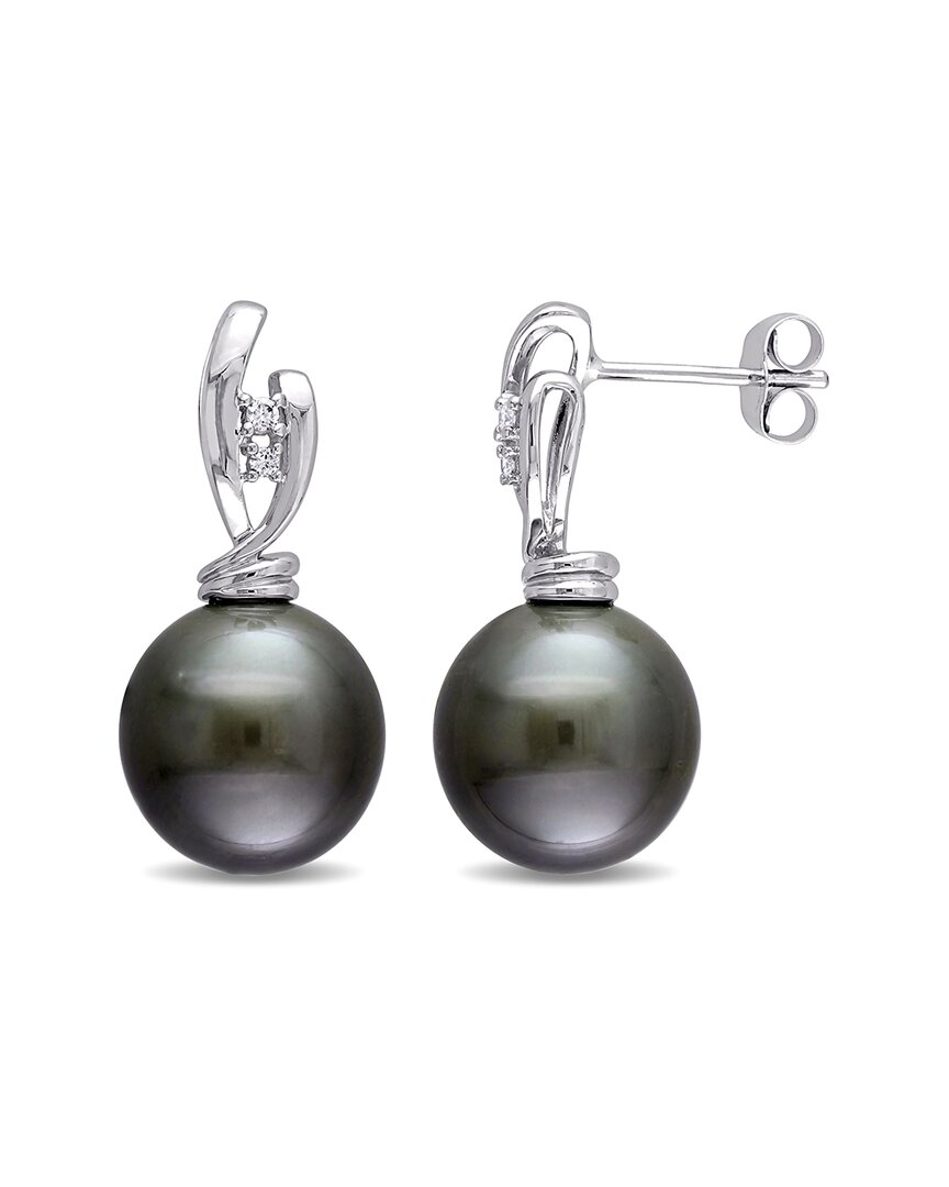 Pearls 14k Diamond 11-11.5mm Pearl Earrings