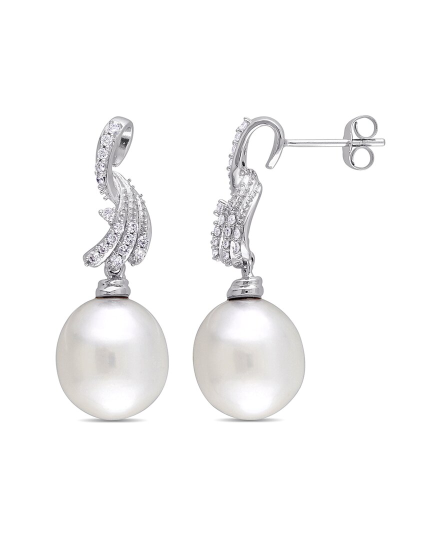 Pearls 14k 0.25 Ct. Tw. Diamond 11-11.5mm Pearl Earrings