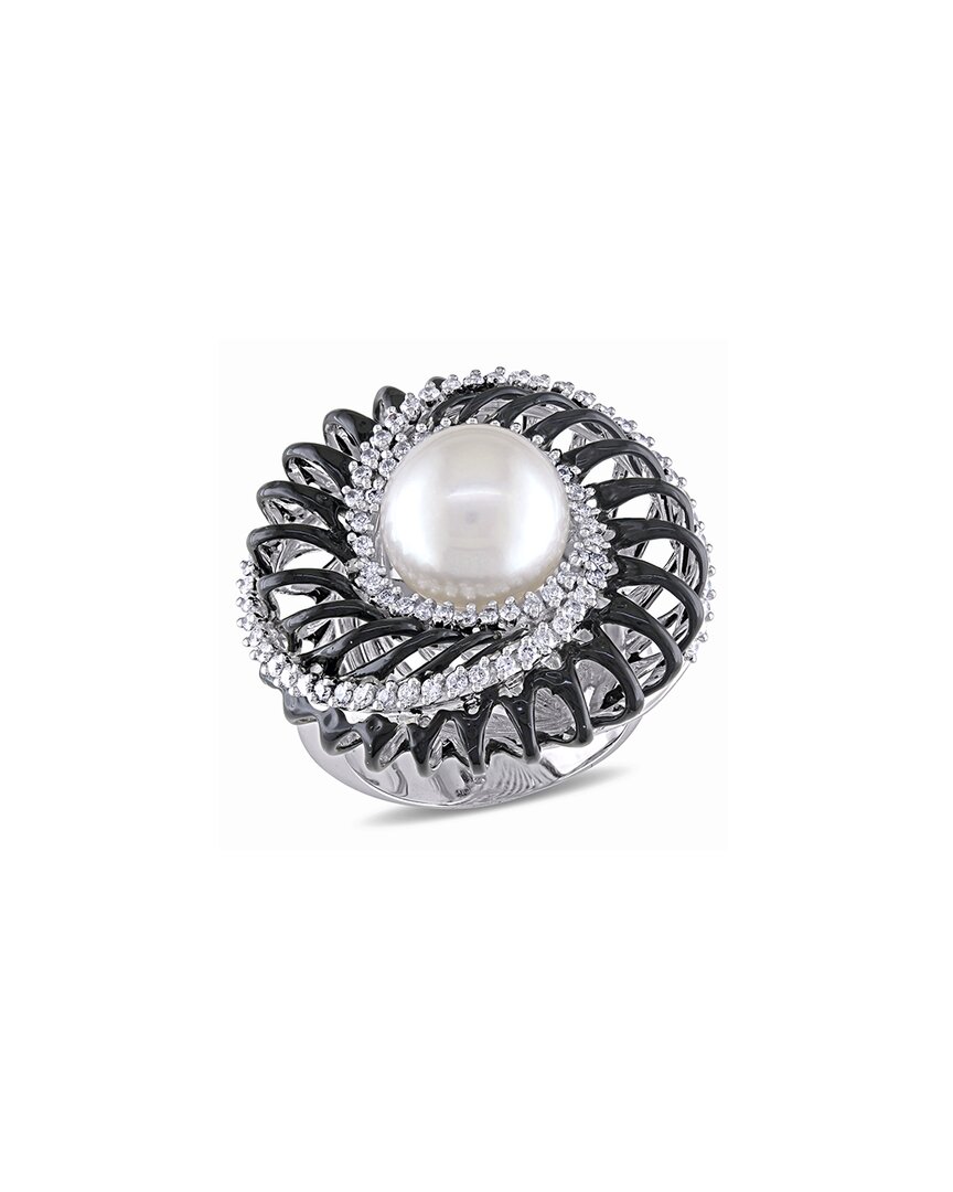 Pearls 8k 0.67 Ct. Tw. Diamond 10.5-11mm Pearl Spiral Ring