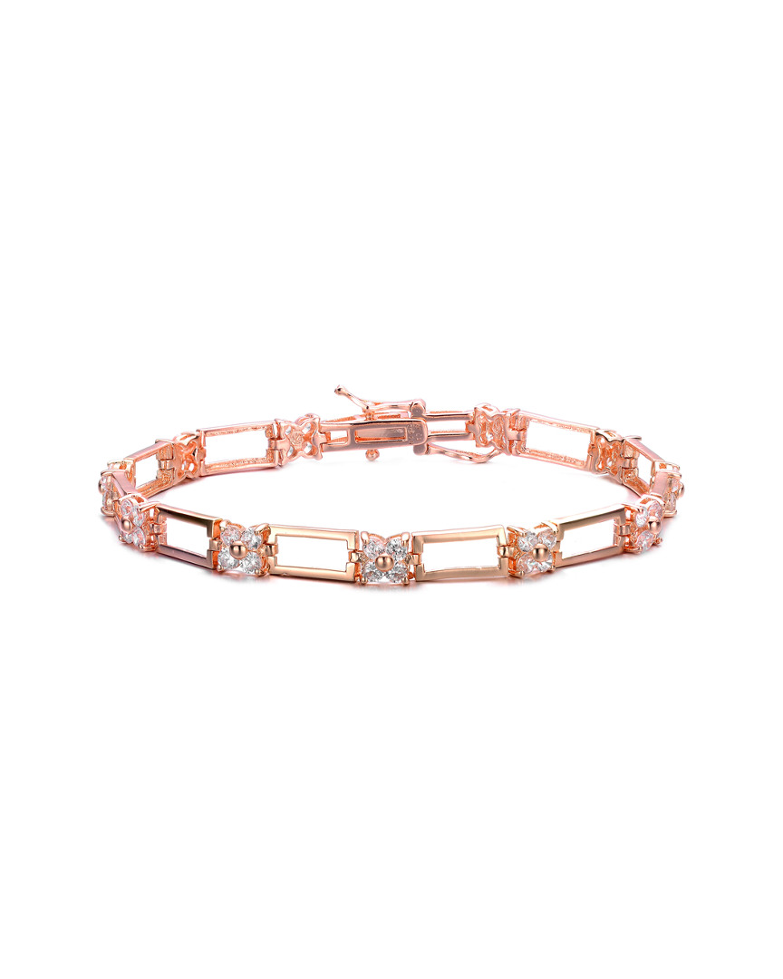 Genevive 14k Rose Over Silver Cz Bracelet