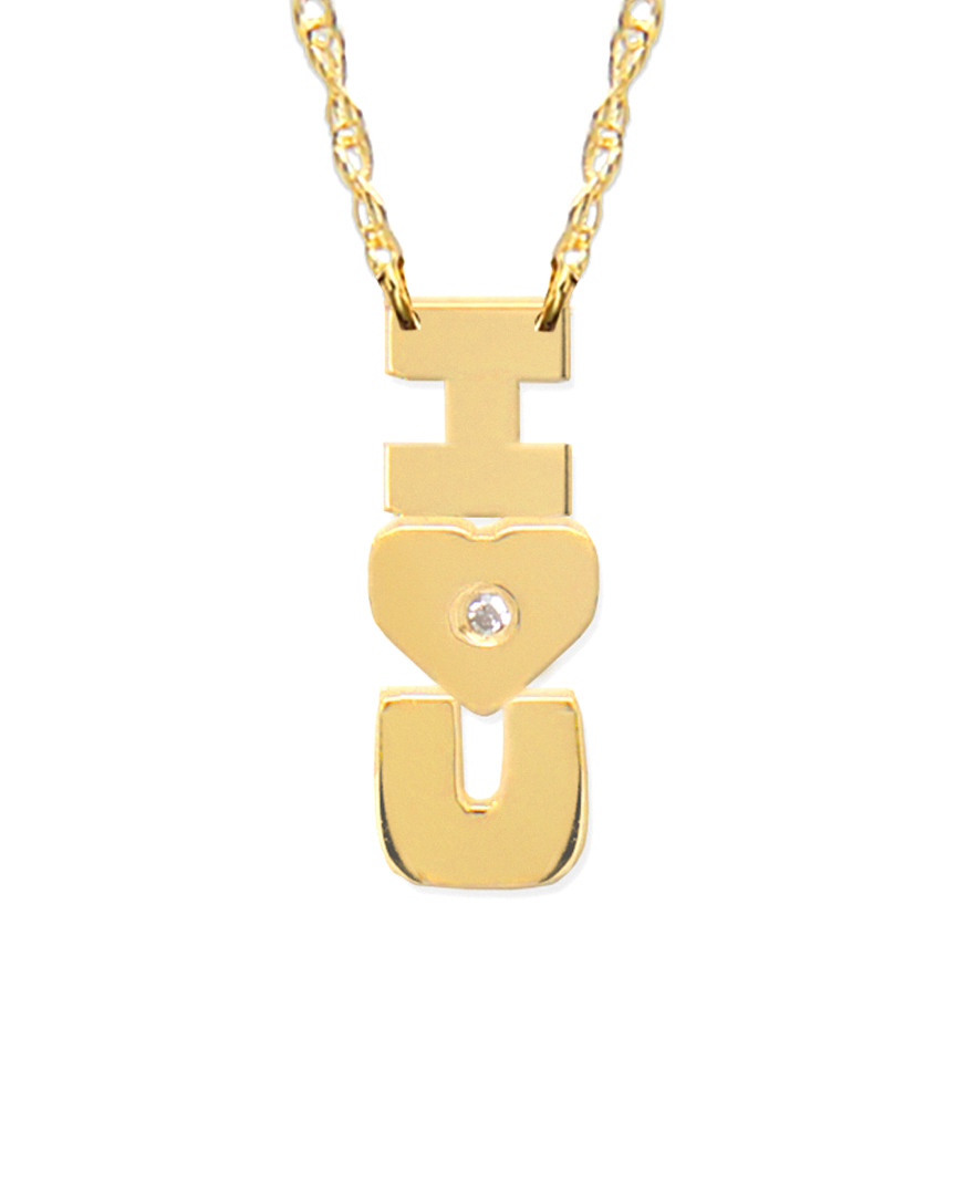 Shop Jane Basch 14k Diamond I Heart U Vertical Necklace