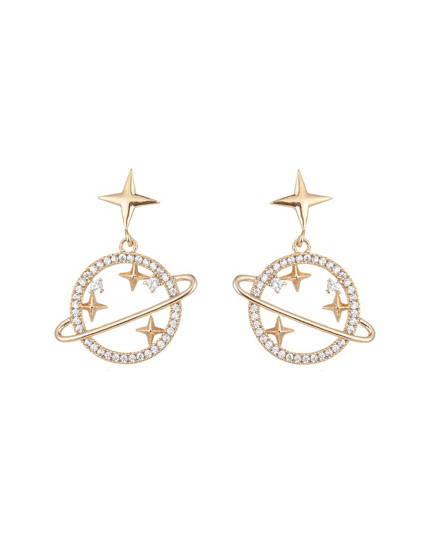 Eye Candy La Women's Luxe Saturn 14k Goldplated Cubic Zirconia Earrings