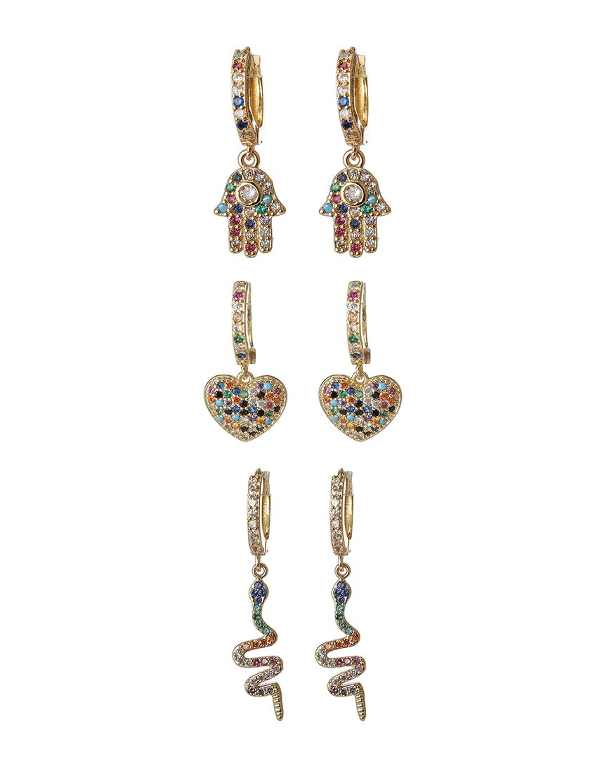 Eye Candy La Hamsa, Heart And Snake Earring Set