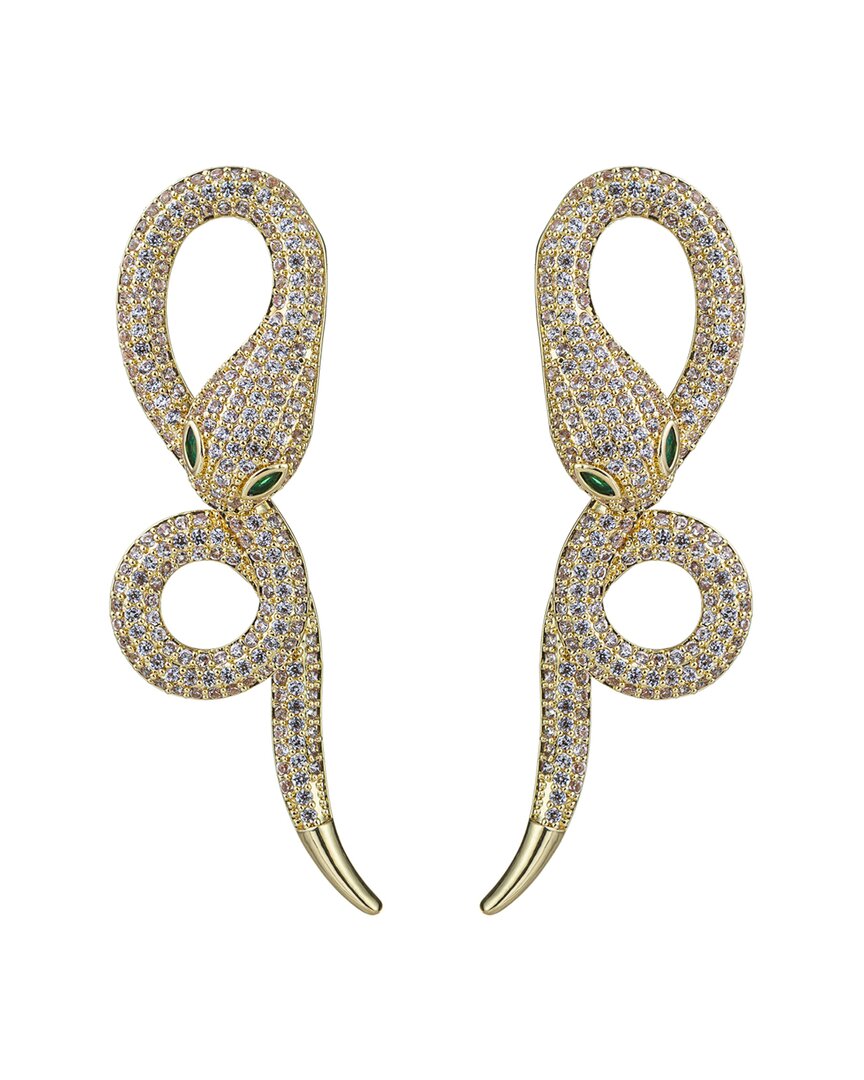 Eye Candy La Luxe Collection 18k Plated Cz Snake Dangle Earrings