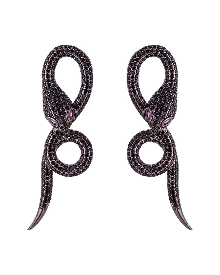 Eye Candy La Luxe Collection Cz Black Mamba Dangle Drop Earrings