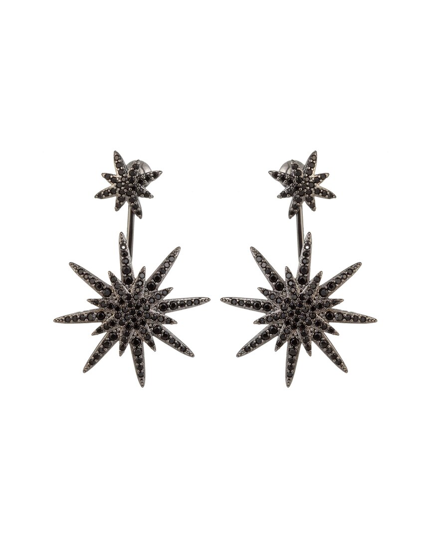 Eye Candy La Luxe Collection Cz Black North Star Drop Earrings