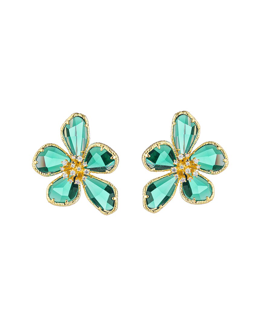 Eye Candy La Eye Candy Los Angeles Luxe Collection 18k Plated Cz Georgia Flower Earrings