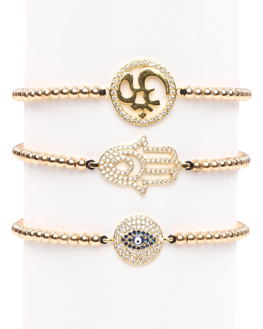 Eye Candy La Luxe Titanium Cz Hamsa Stretch Bracelet Set