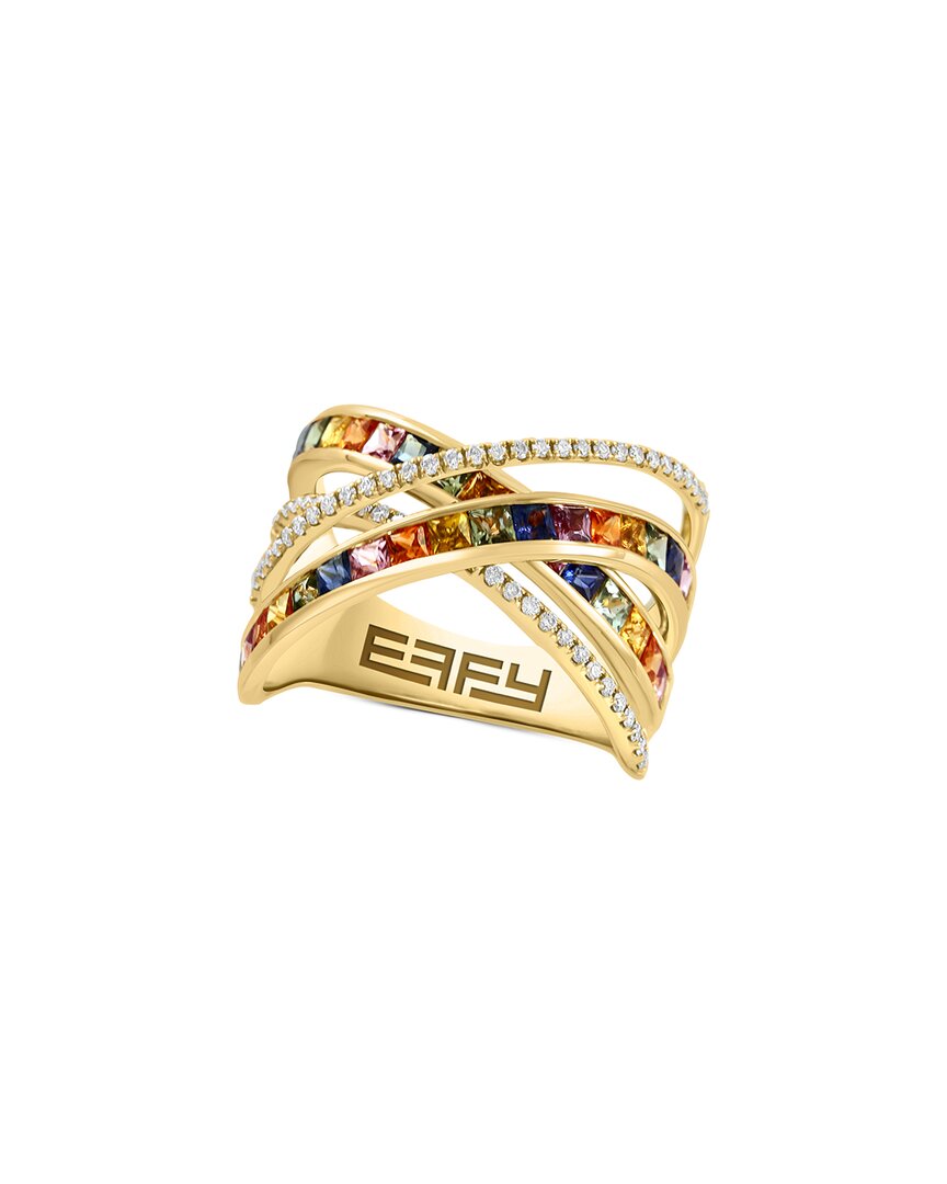 Effy Fine Jewelry 14k 2.47 Ct. Tw. Diamond & Sapphire Ring In Gold