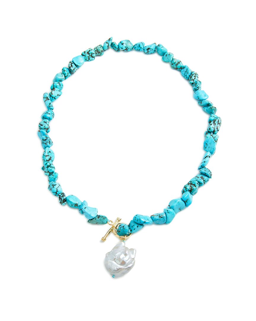 Savvy Cie 18k Plated 7-13mm Pearl Toggle Necklace