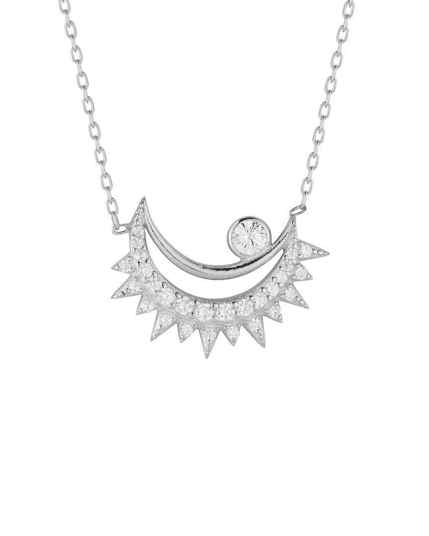 Glaze Jewelry Silver Cz Medallion Necklace In Metallic