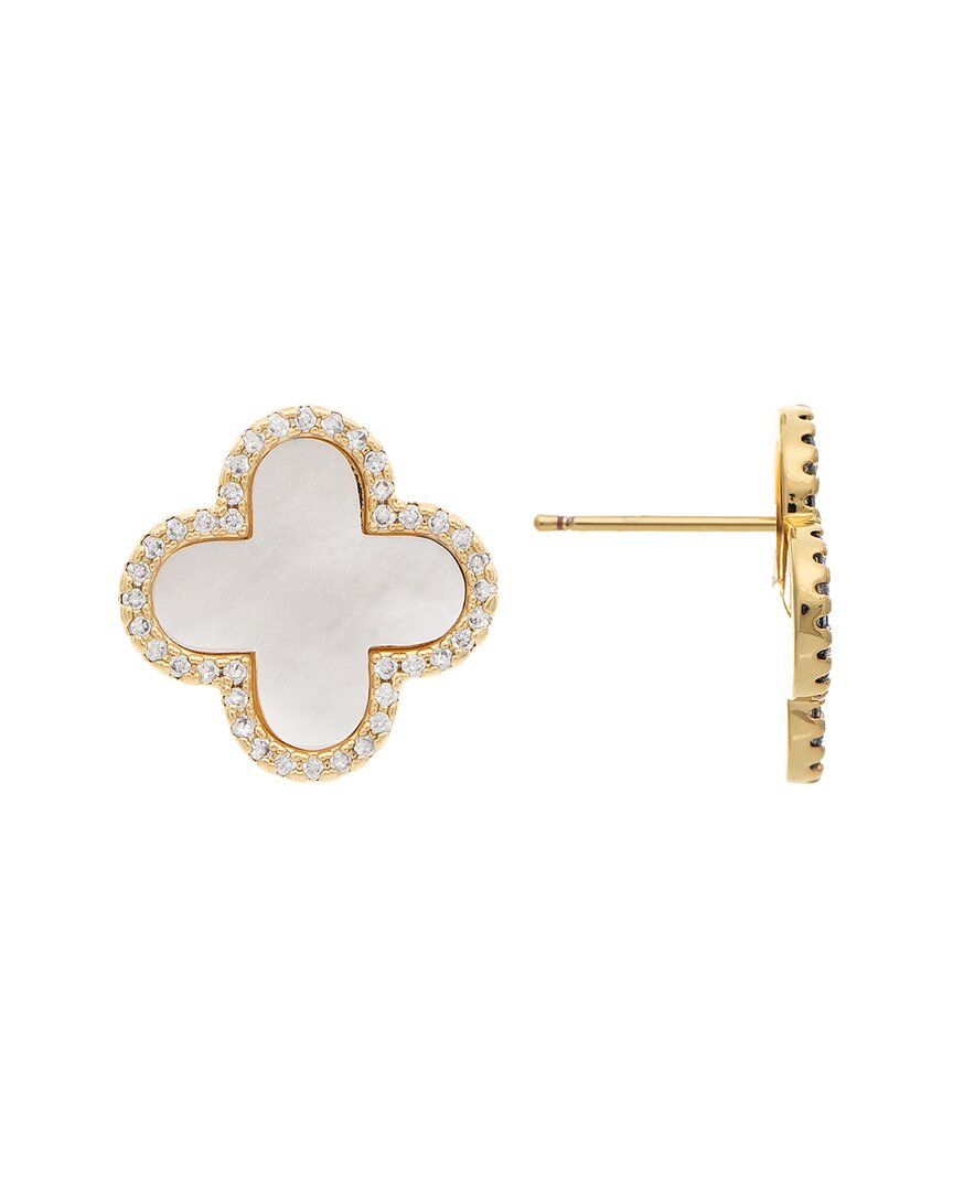 Rivka Friedman 18k Plated Pearl Cz Earrings
