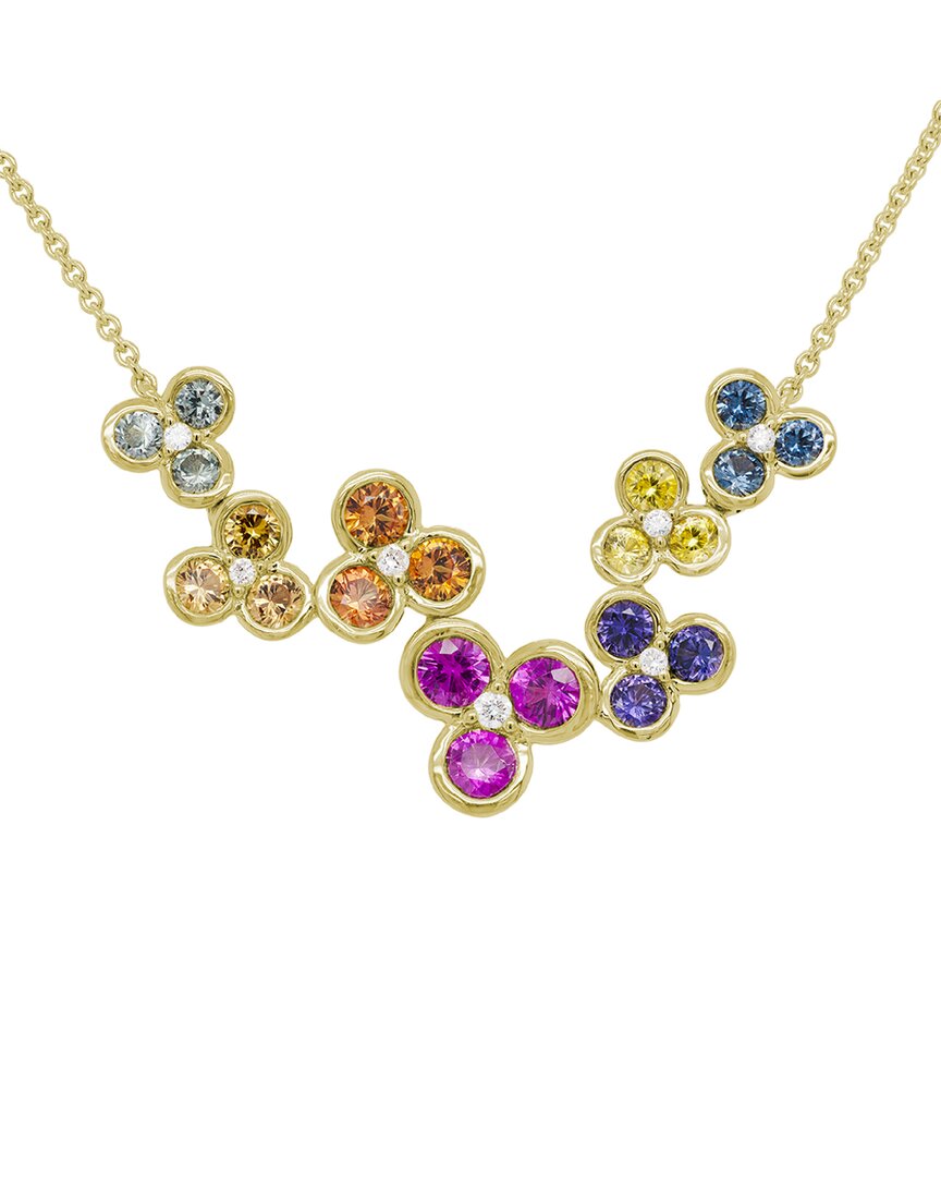 Gemstones 14k 1.83 Ct. Tw. Diamond & Sapphire Necklace In Gold