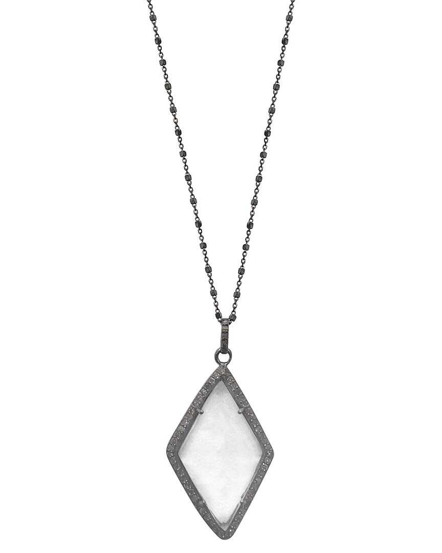 Adornia Fine Jewelry Silver 15.60 Ct. Tw. Diamond & Clear Quartz Pendant Necklace