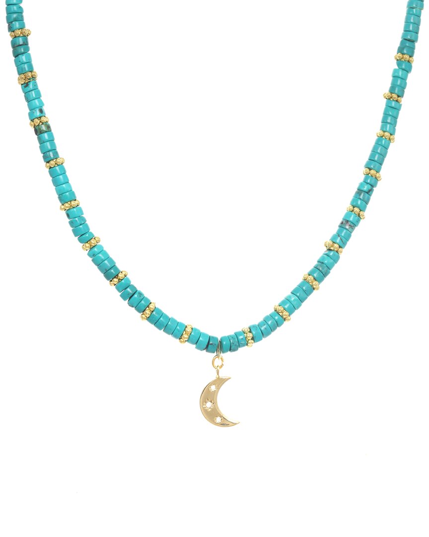 Rachel Reinhardt Layla Collection 14k Over Silver Turquoise Cz Heishi Necklace