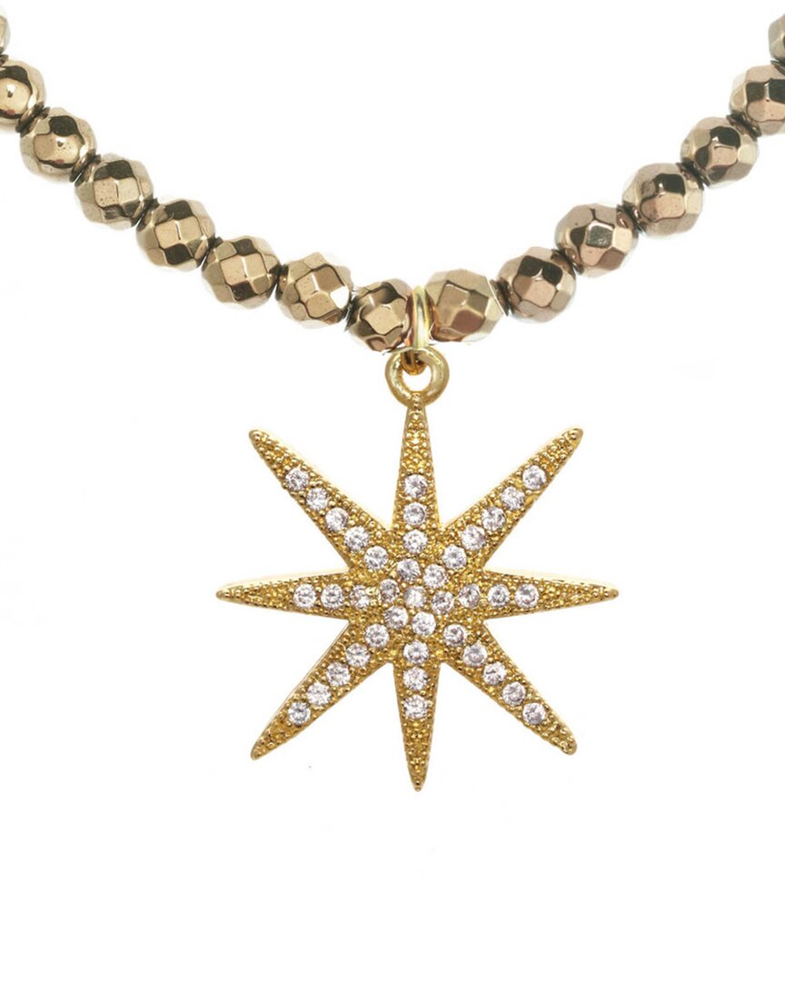 Rachel Reinhardt Nightfall Collection 14k Over Silver Pyrite Cz Star Pendant Necklace