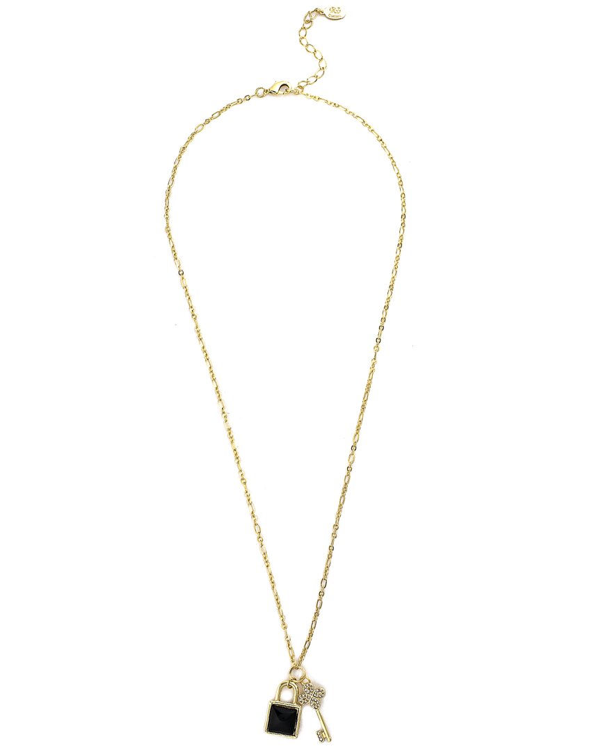 Rivka Friedman Dnu 0 Units Sold  18k Plated Black Onyx Lock & Key Pendant Necklace