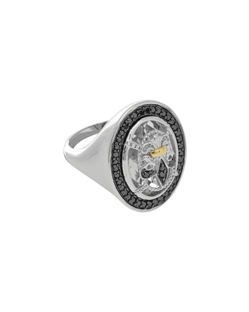 Phillip Gavriel 18k & Silver 0.42 Ct. Tw. Diamond & Rock Crystal Fleur De Lis Ring