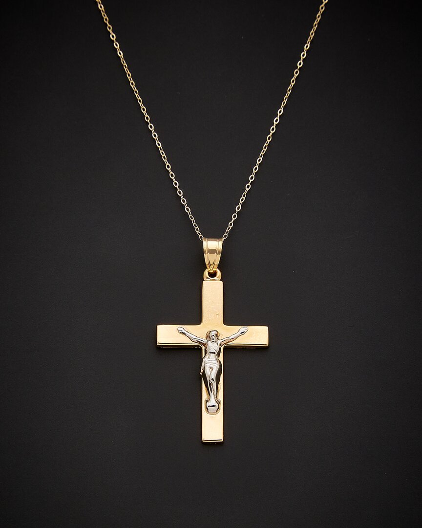 Italian Gold 14k Italian Two-tone Gold Crucifix Necklace