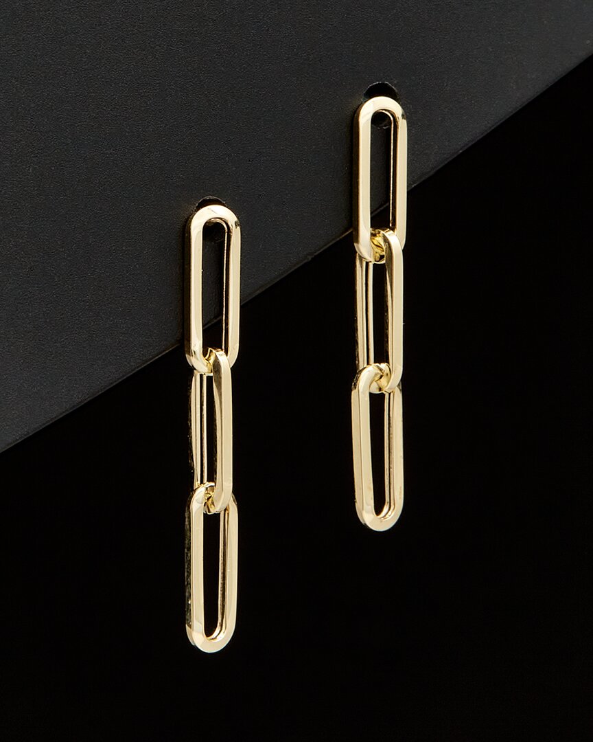 Italian Gold 14k  Paperclip Drop Earrings
