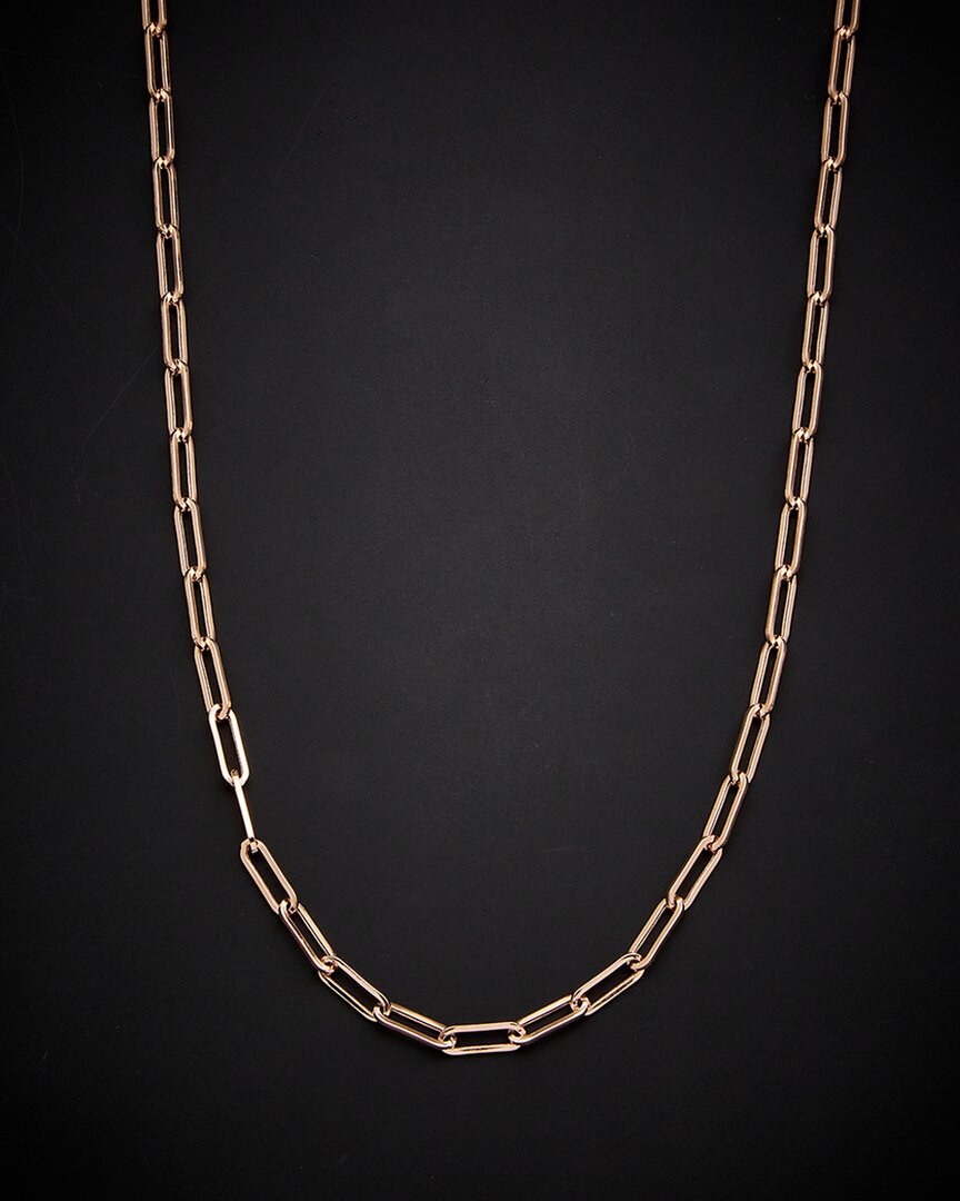 Italian Gold 18k Italian Rose Gold Paperclip Chain Necklace