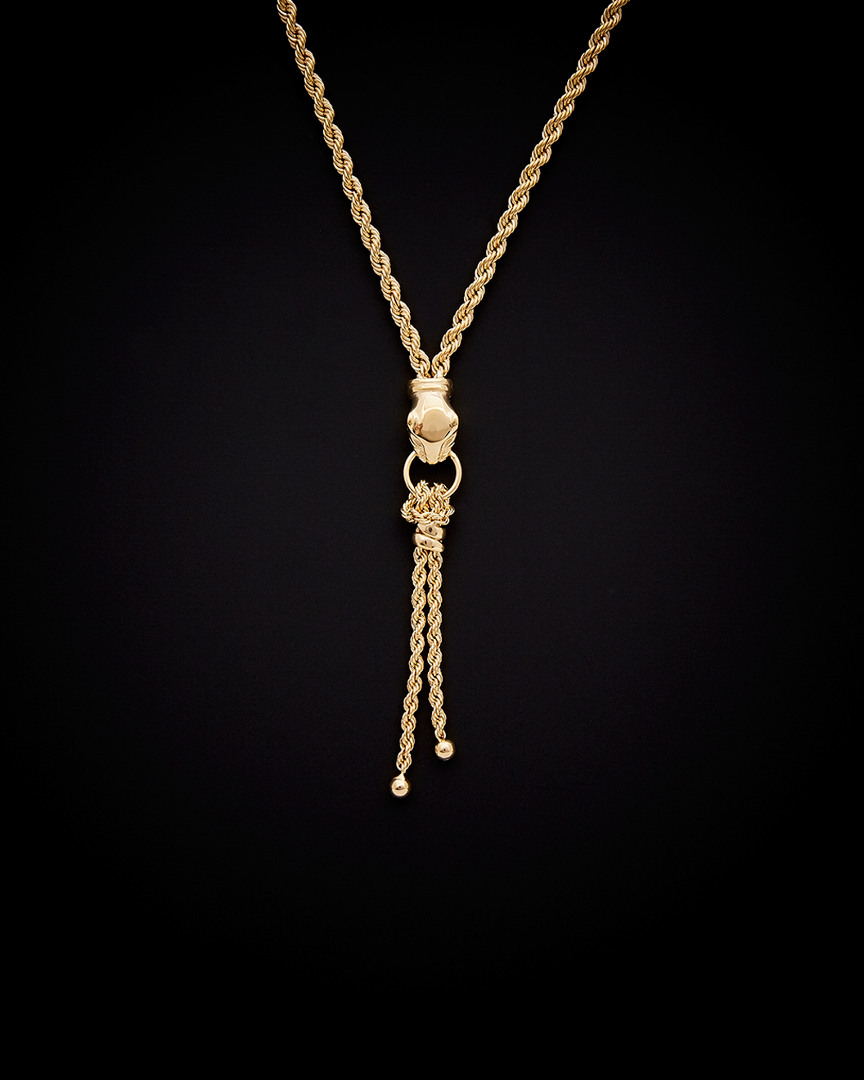 Italian Gold Panther Head Drop Necklace