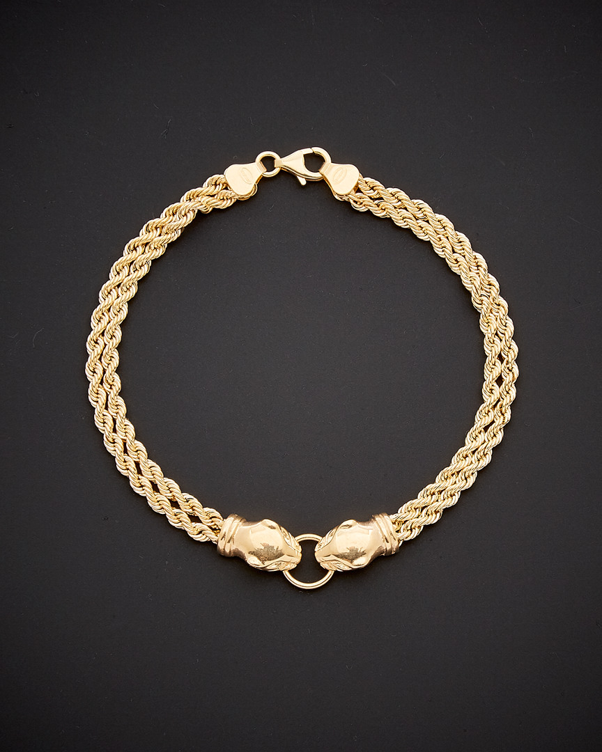 Italian Gold Double Panther Head Bracelet