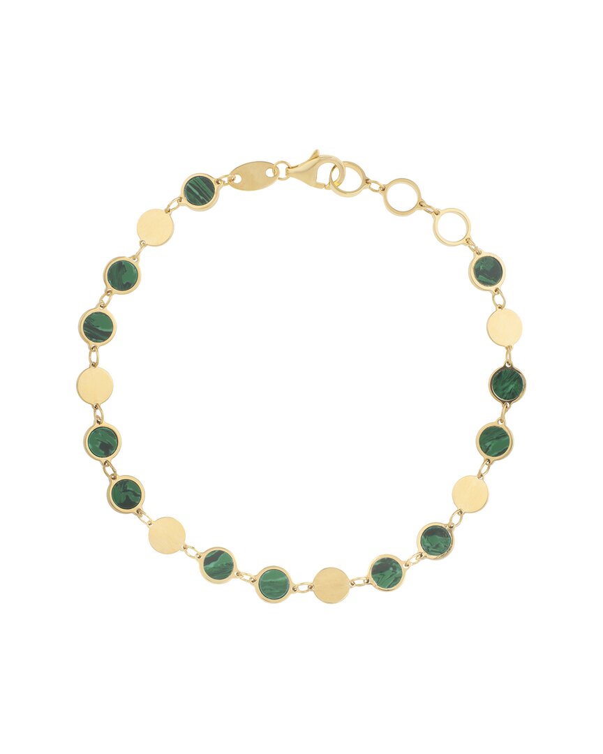Italian Gold 14k  Malachite Disc Bracelet