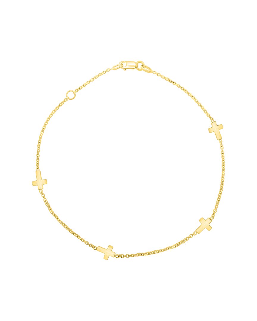 Italian Gold 14k  Cross Station Anklet
