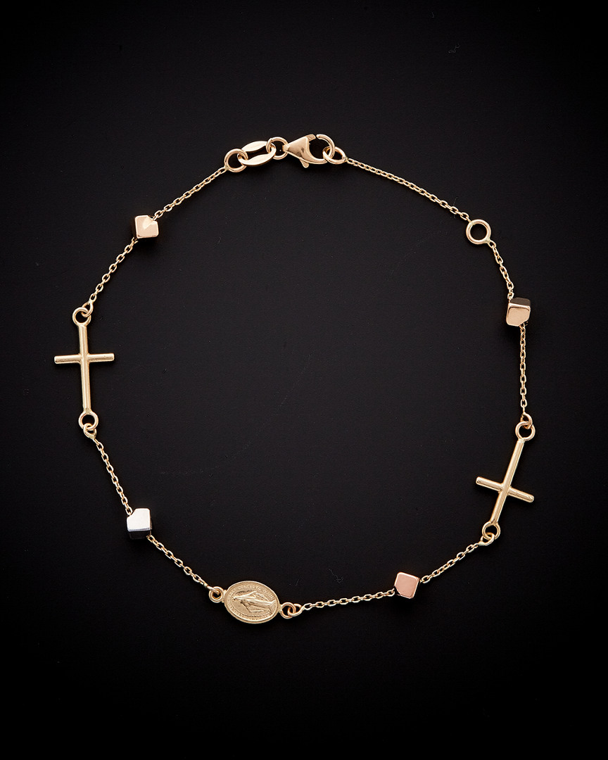 Shop Italian Gold 14k  Tri-tone Religious Bracelet