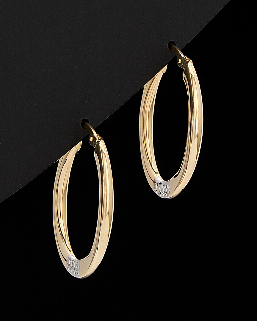 Italian Gold Two-tone Oval Hoop Earrings