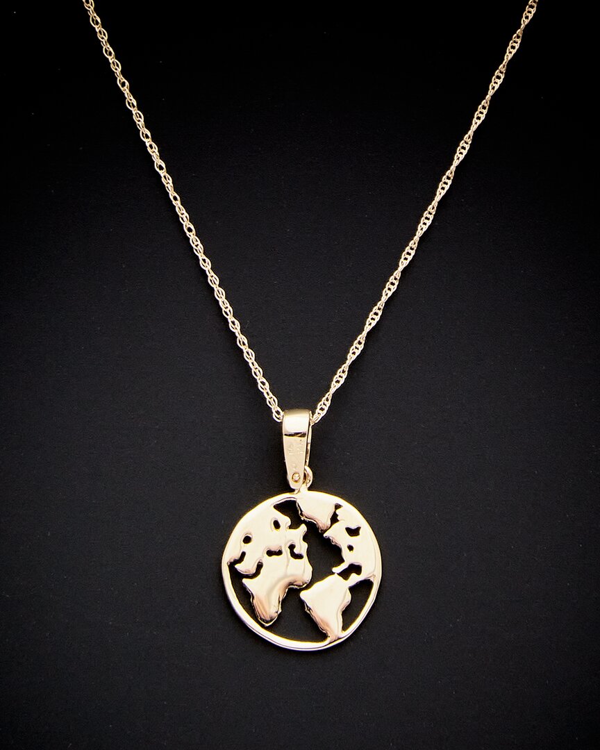 Italian Gold World Map Pendant Necklace