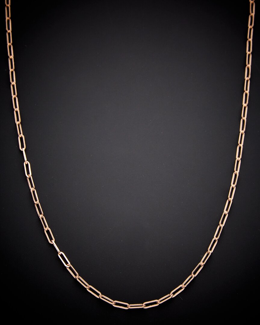 Italian Gold 14k Italian Rose Gold Paperclip Chain Necklace