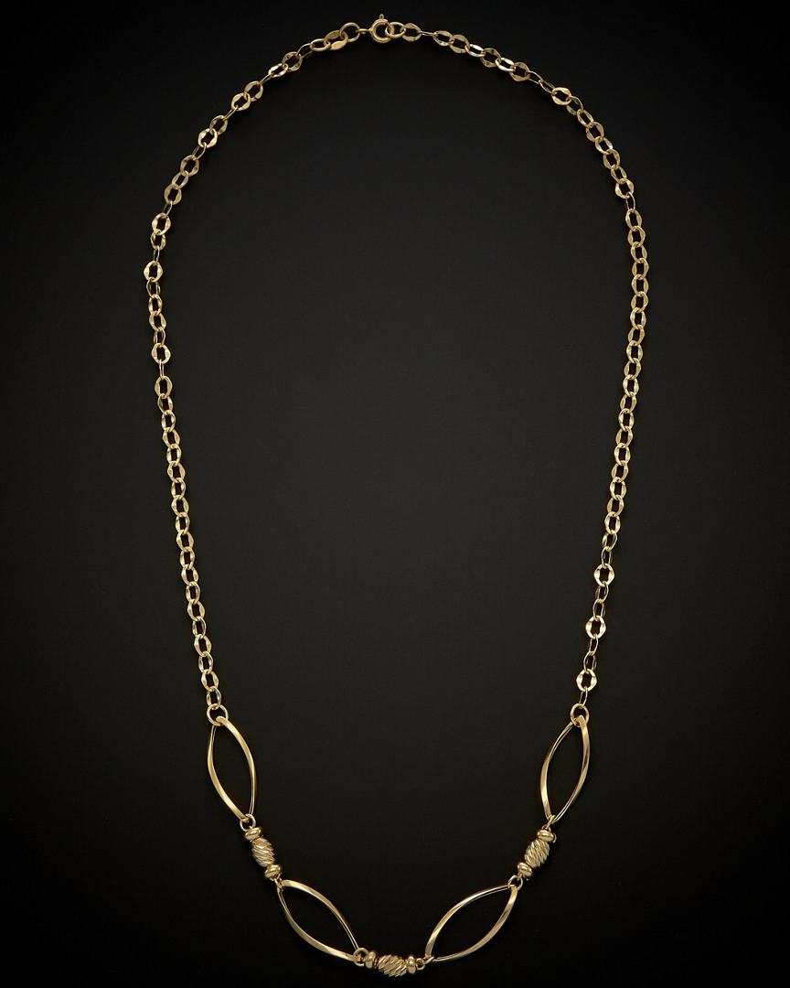 Italian Gold Twisted Oval Bead Necklace