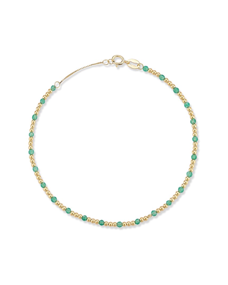 Italian Gold 14k Chalcedony Bead Bracelet