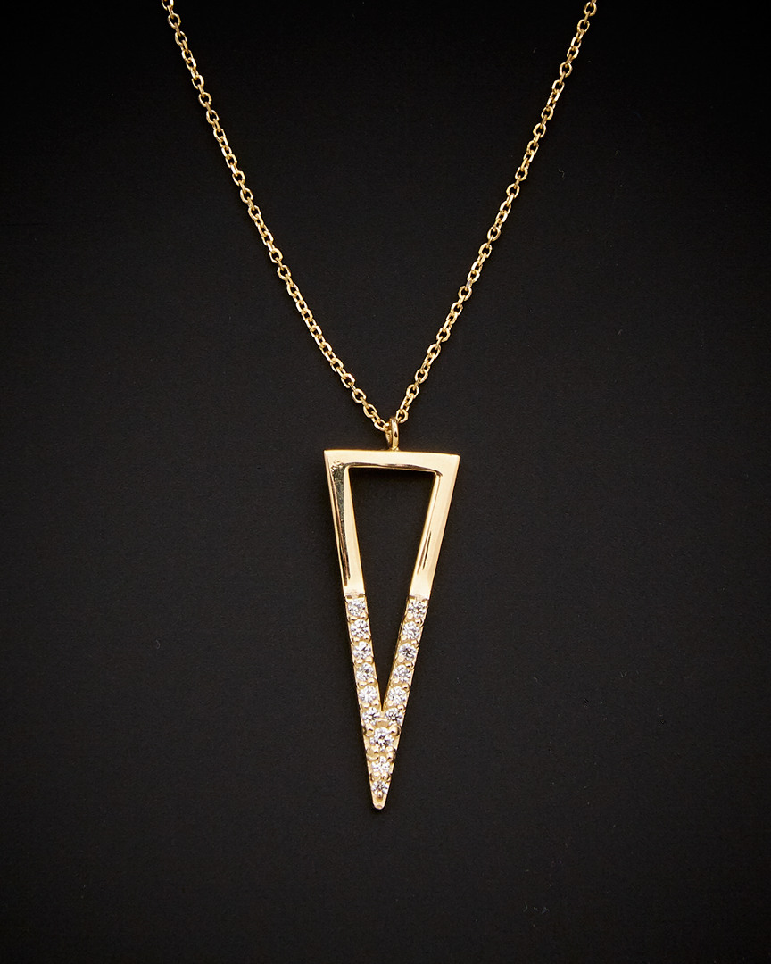 Italian Gold Cz Triangle Pendant Necklace